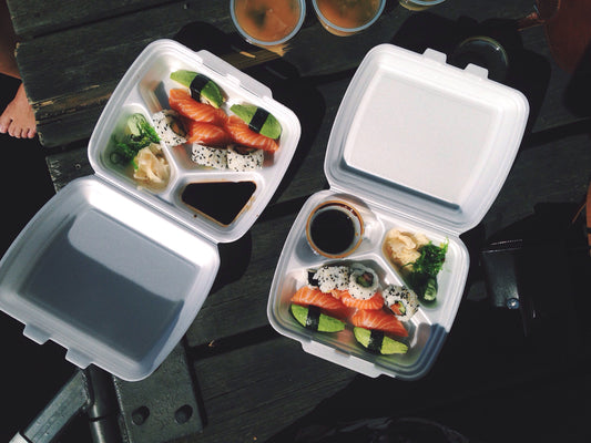 8x8" 3 Compartment Take Out Food Containers with Clamshell Hinged Lid - 250pcs per carton