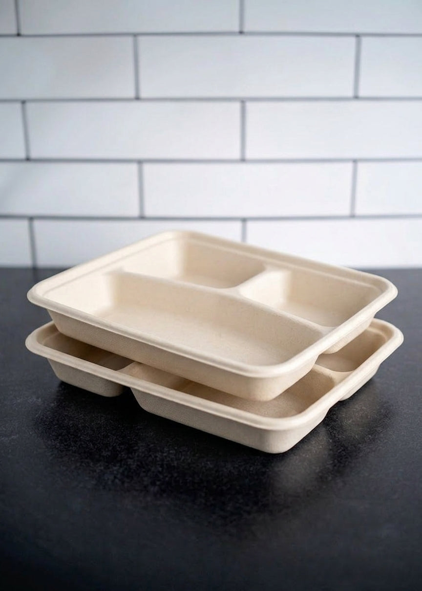 Bagasse 3CP Meal Tray