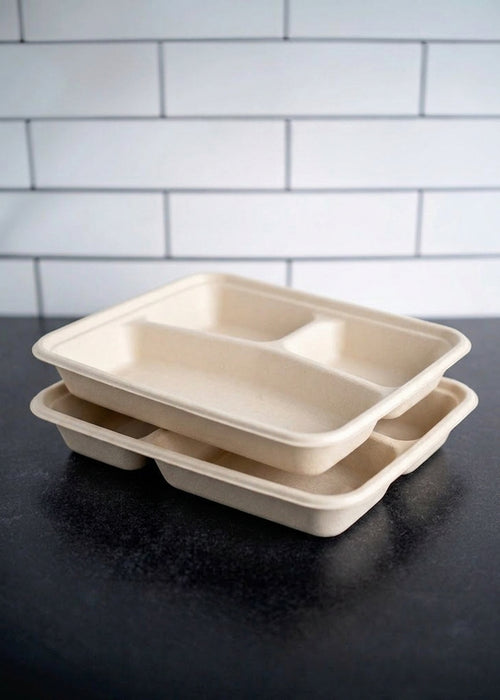 Bagasse 3CP Meal Tray