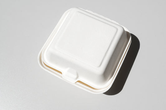 8x8" 3 Compartment Take Out Food Containers with Clamshell Hinged Lid - 250pcs per carton